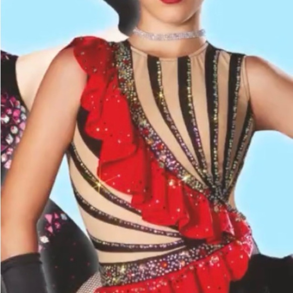 Glamour Red and Black Kids Dance Costume